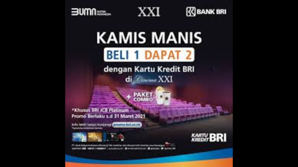 Promo Tiket Bioskop Beli 1 Gratis 1 Khusus Pengguna Kartu BRI